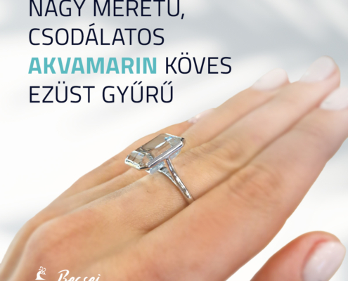 Nagy akvamarin köves ezüst gyűrű